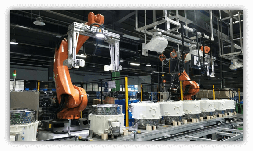 Midea production line with robots