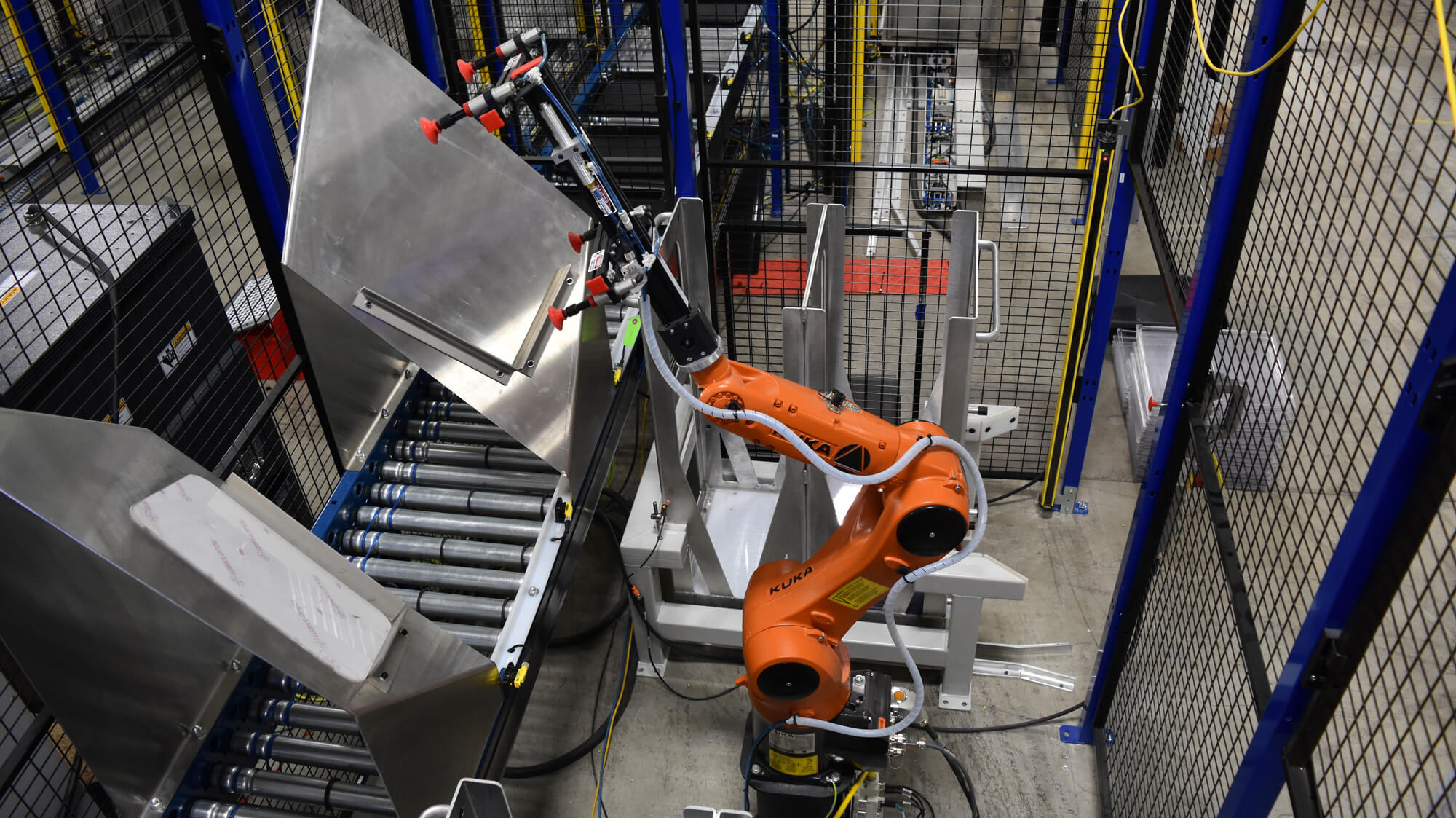 Large robot working at a production line