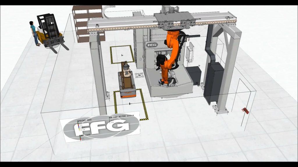 Kuka Quantec robot and a forklift